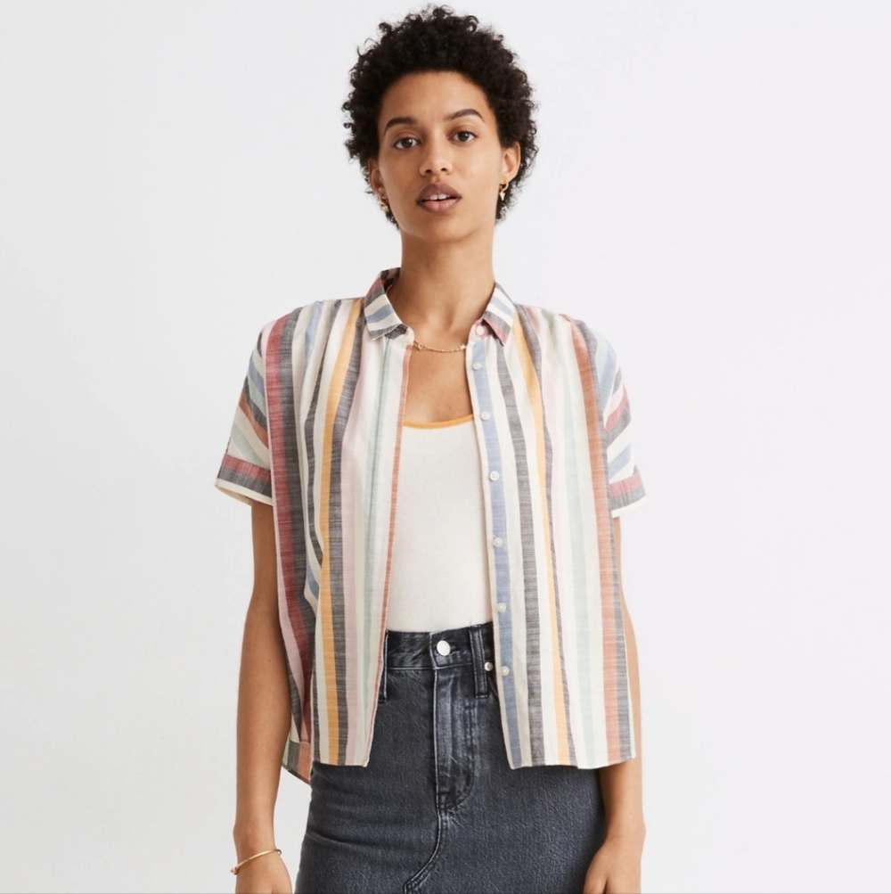 Madewell Hilltop Shirt in Rainbow Stripe - Picture 1 of 5